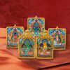 Tibetan Buddhist articles hand-painted handicrafts green tara thangka gilded ornament pendant cw2000