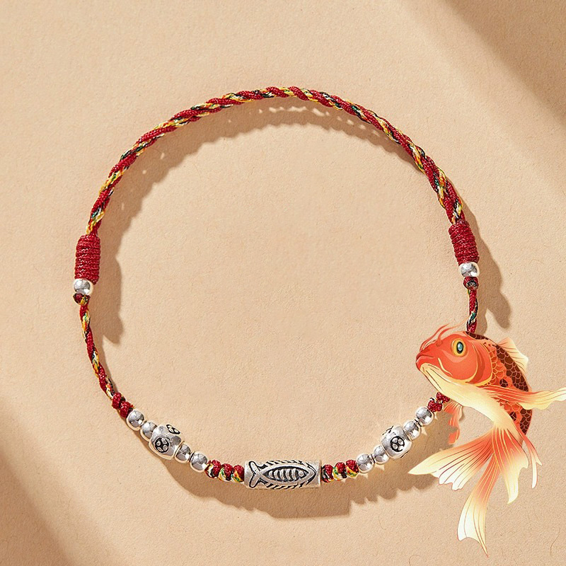 925 silver-plated bracelet braided red hand-woven wristband, smooth promotion cw2000