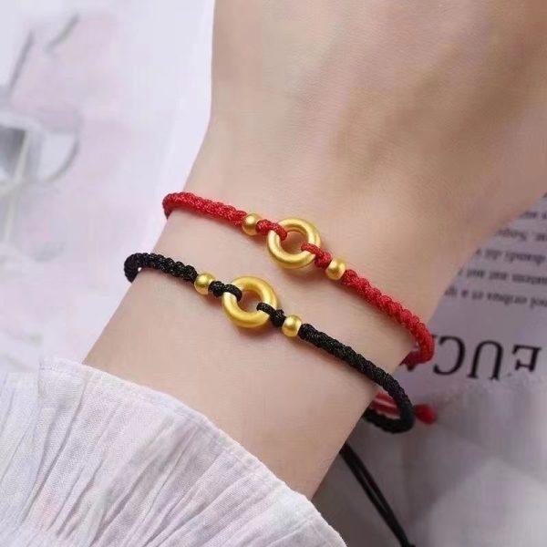 Hand-woven peace buckle couple bracelet female red rope cw2000